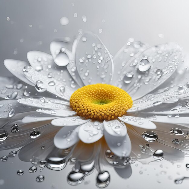 Beautiful daisy flowers set light particles water drops