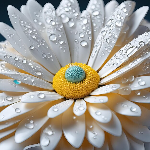 Beautiful daisy flowers set light particles water drops