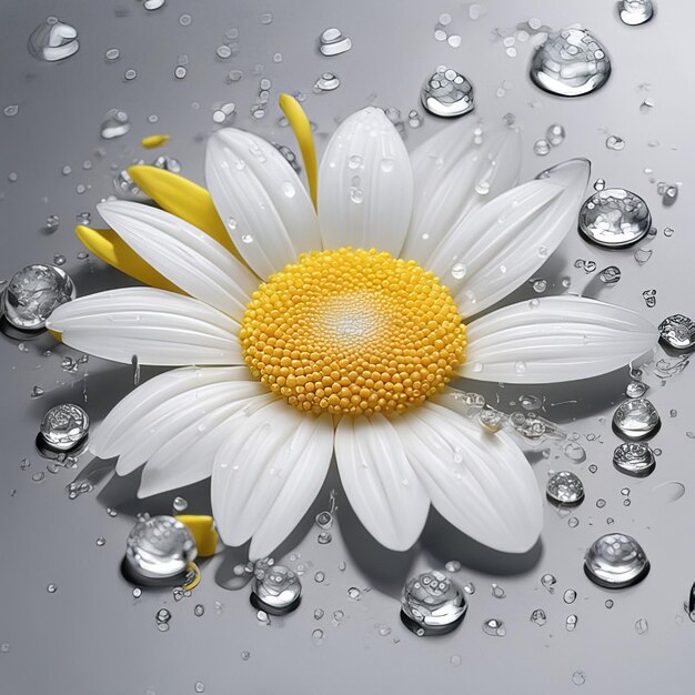 Photo beautiful daisy flowers set light particles water drops