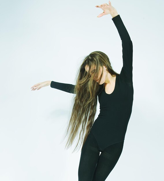 Beautiful dancer with long hair