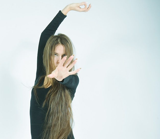 Beautiful dancer with long hair