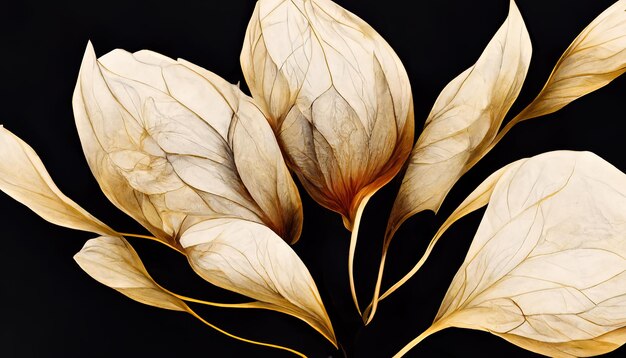 Beautiful dark abstract exotic flowers luxurious dark ink
flowers and patterns 3d illustration