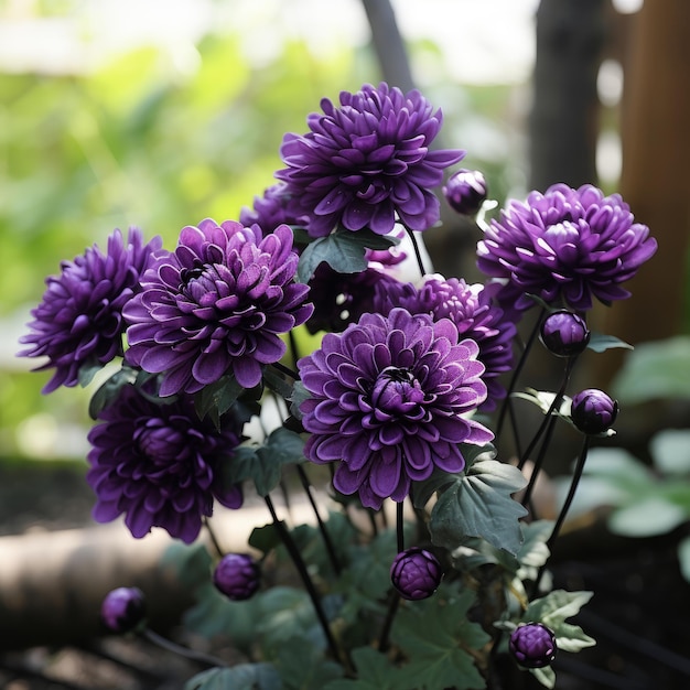 Beautiful dark chrysanthemum flowers