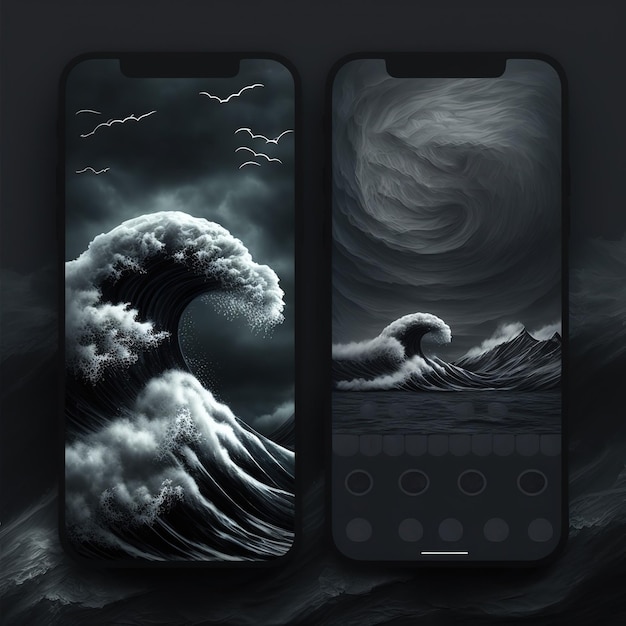 아름다운 어두운 테마 날씨 바람 파도 앱 배경 이미지 템플릿