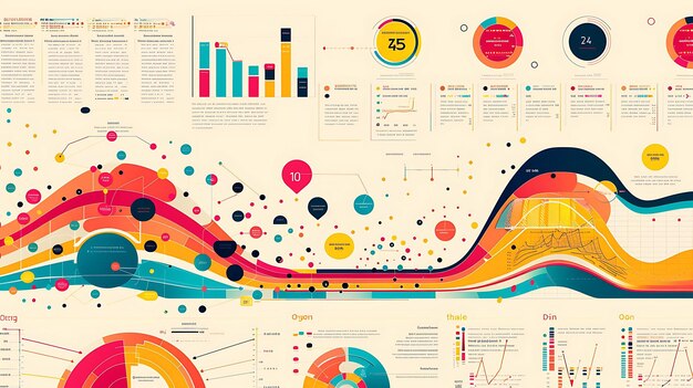 Photo a beautiful data visualization that uses a variety of colors and shapes to illustrate complex information