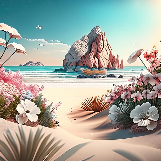 Beautiful daytime landscape with flowers