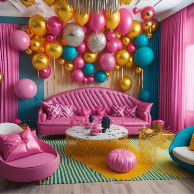 Photo beautiful decorated birthday room