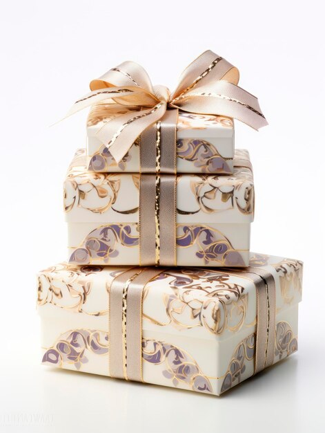 Photo beautiful decorated colorful gift box isolated on white background