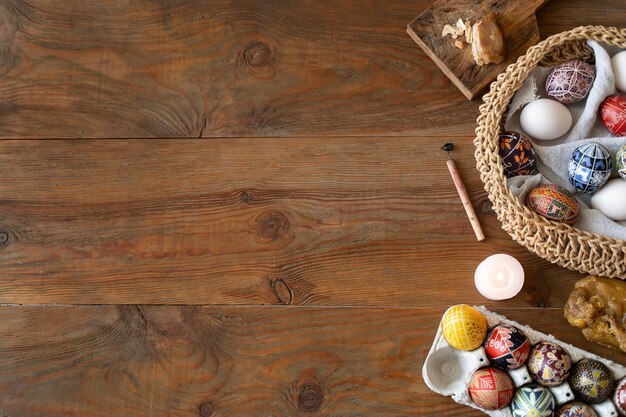 Photo beautiful decorated easter eggs