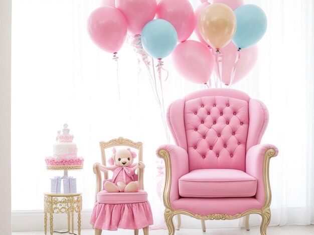 Beautiful decoration armchair and balloon