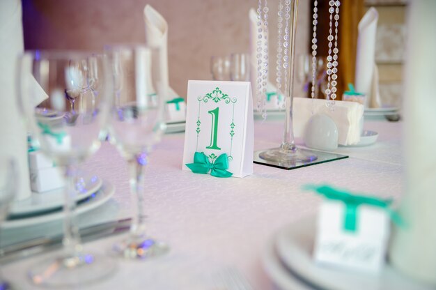 Beautiful decoration of the table for the wedding.