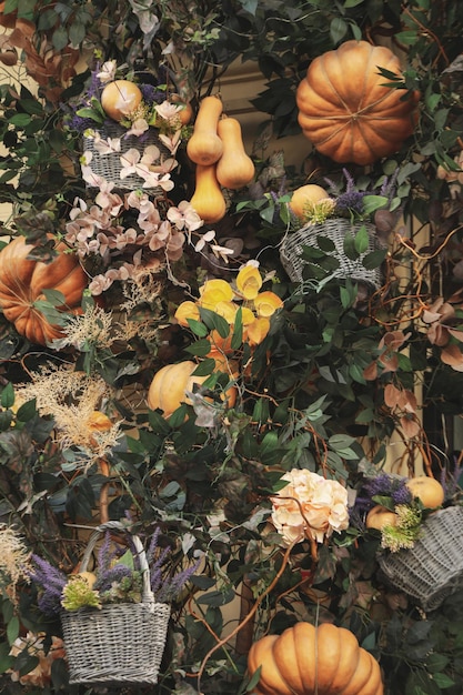 Beautiful decorations of restaurant for Halloween outdoor