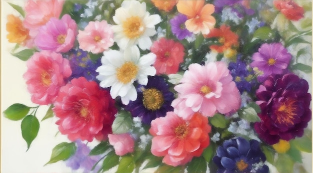Beautiful decorative flowers water oil painting by Generative AI