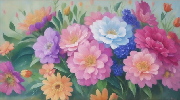 Beautiful decorative flowers water oil painting Generative AI