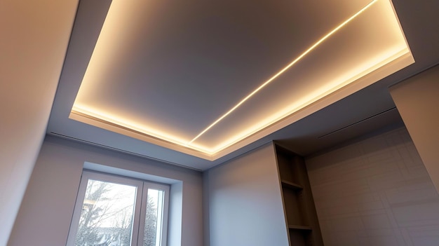 Beautiful Decorative recessed ceiling with LED strip lighting Secret Lighting AI Generative
