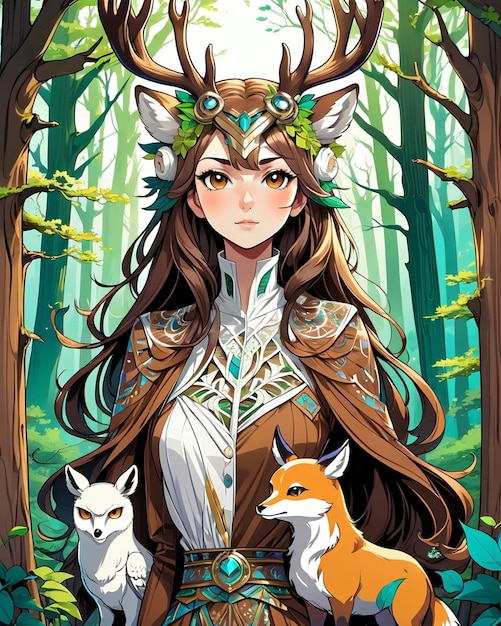 A beautiful Deer a brown horse a white owl a beautiful fox all in wood nature mesmerizing