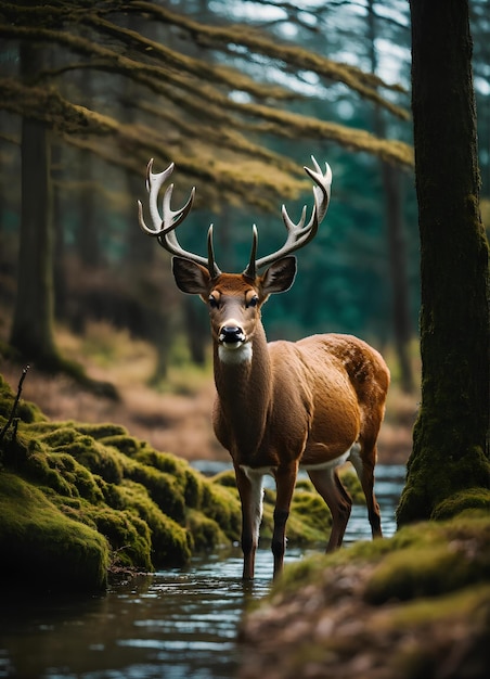 森の中の美しい鹿