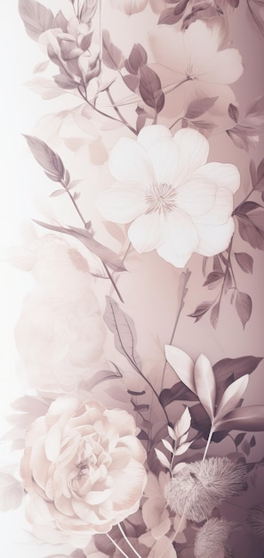 Beautiful delicate flowers for wallpaper background Digital art Generative Ai