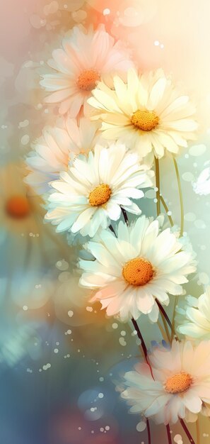 Beautiful delicate summer flowers vertival wallpaper Generative Ai