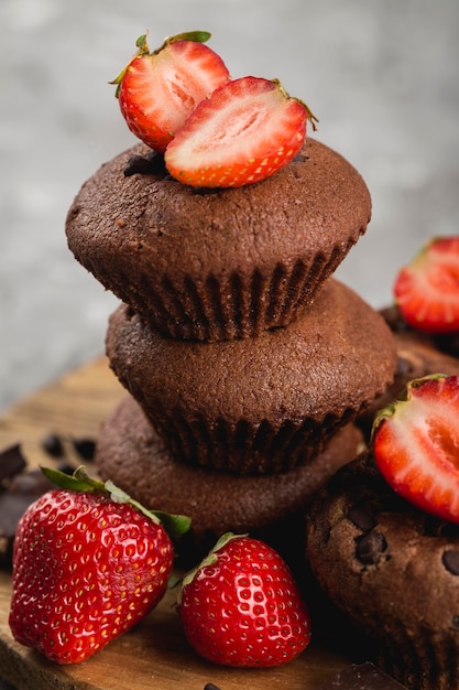 Photo beautiful and delicious dessert pile of muffins