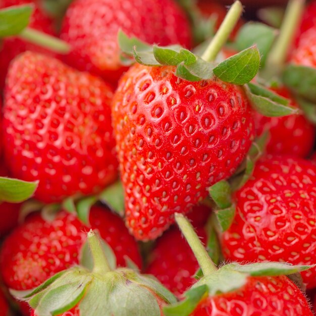 Photo beautiful and delicious strawberries in a wooden box basket concept of organic farming fresh direct delivery from orchard close up