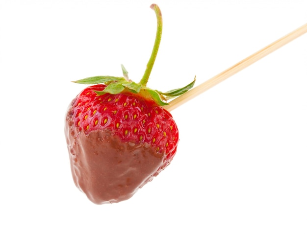 Beautiful delicious strawberry with chocolate and nuts on stick