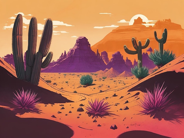 Beautiful Desert Cartoon illustration