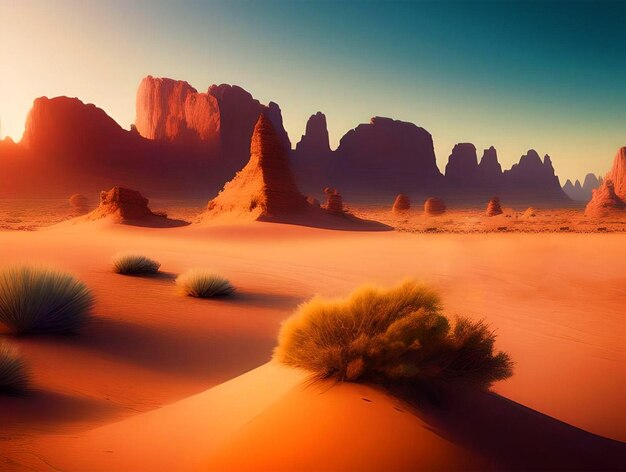 Фото Красивая пустыня в пейзаже солнечного дня