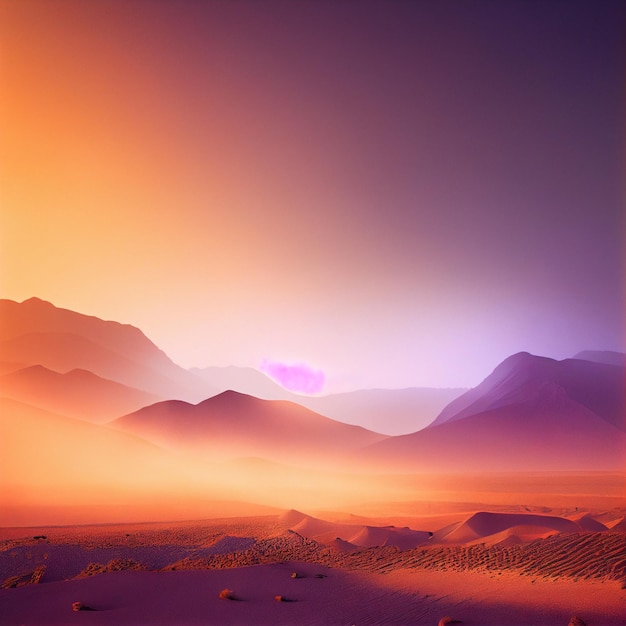 Beautiful desert landscape at sunset or sunrise Generative AI