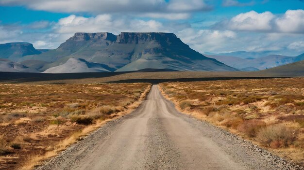 Photo beautiful desert landscape surrounding a gravel road in the karoo of south africa