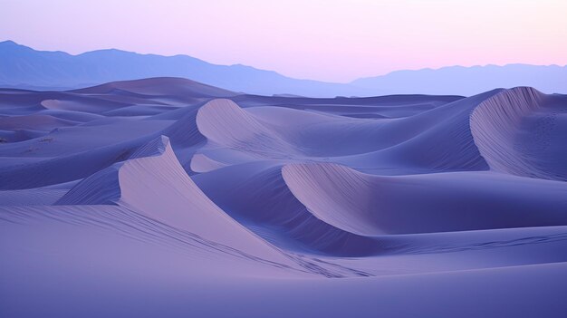 красивые обои с песчаными дюнами пустыни в сумерках в сиреневом с фиолетовым небом