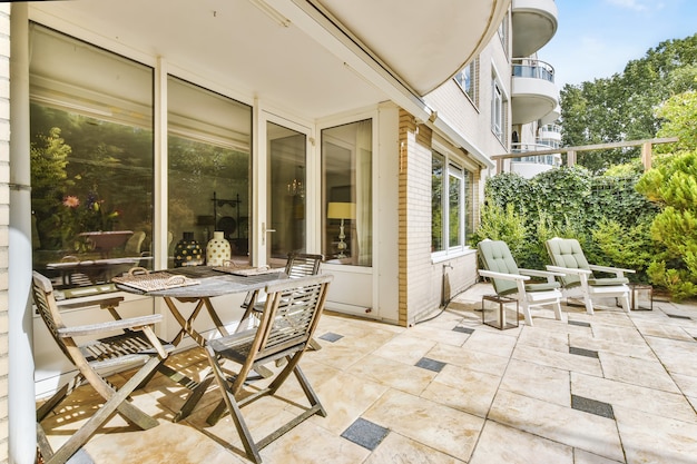 Beautiful design of courtyard with table and chair