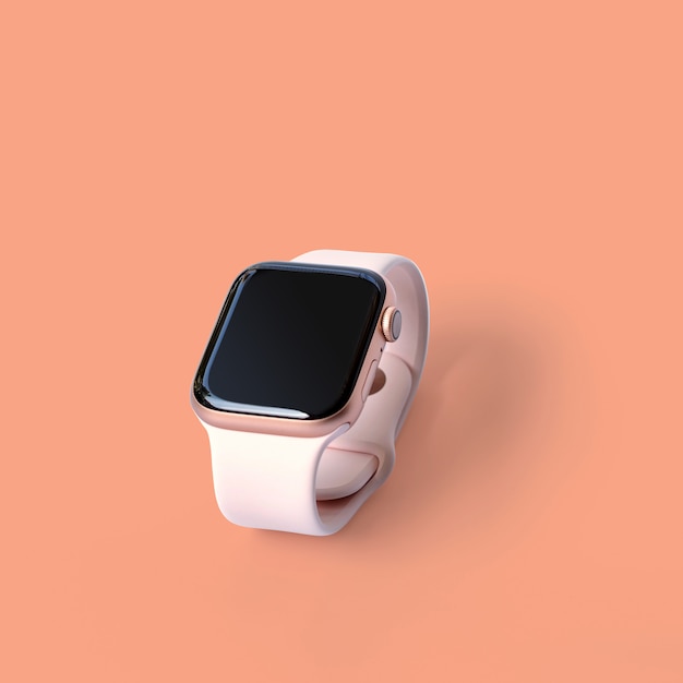 Beautiful design modern smart watch isolated on pastel color wall with clipping path.