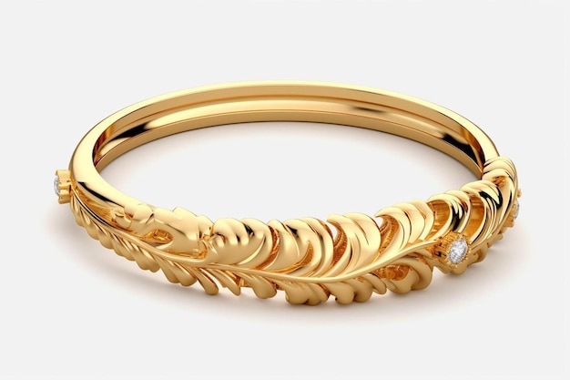 Beautiful designed gold bracelet isolated on transparent background