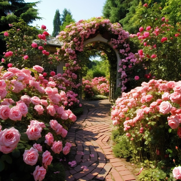 Foto belle immagini di giardini di rose ia generativa