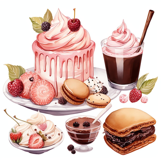 Photo beautiful dessert in a boho style clipart illustration