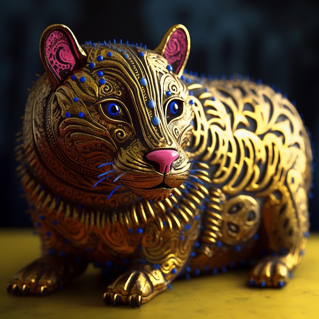 beautiful detailed abstract 3d cat