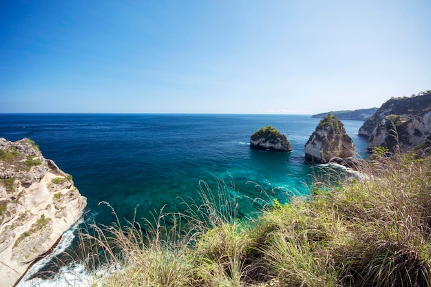 Beautiful diamond beach in nusa penida island, bali, indonesia