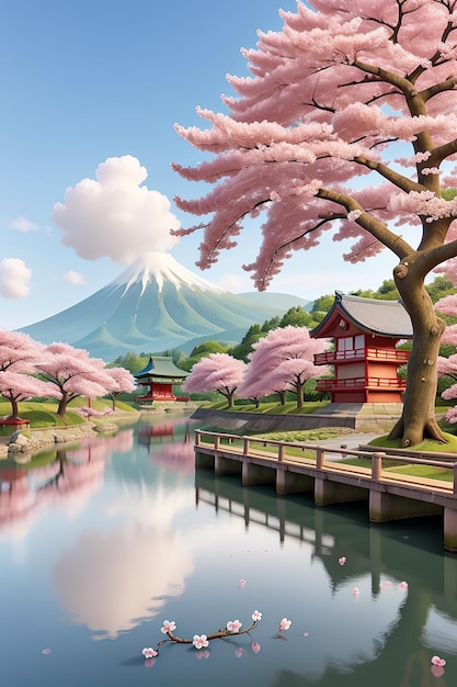 Beautiful digital photo of Japan's cherry blossom country