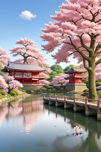 Beautiful digital photo of Japan's cherry blossom country