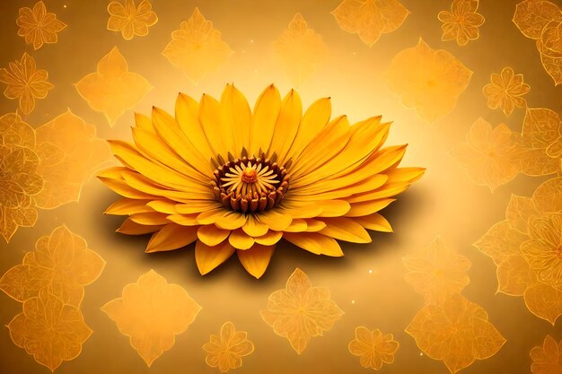 Beautiful diwali abstract floral background with yellow flowers place for your text