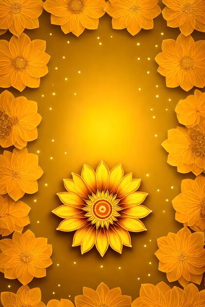 Beautiful diwali Abstract floral background with yellow flowers Place for your text