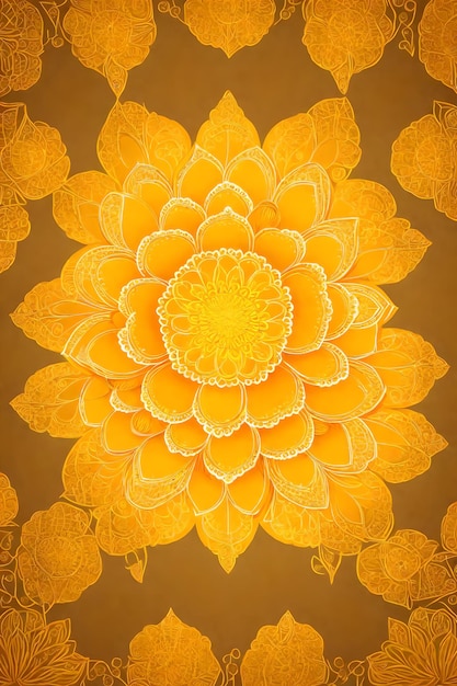 Beautiful diwali abstract floral background with yellow flowers place for your text