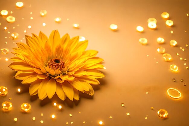 Beautiful diwali abstract floral background with yellow flowers place for your text