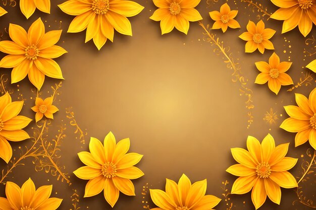 Beautiful diwali abstract floral background with yellow flowers place for your text