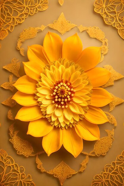 Beautiful diwali abstract floral background with yellow flowers place for your text