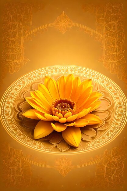 Beautiful diwali abstract floral background with yellow flowers place for your text