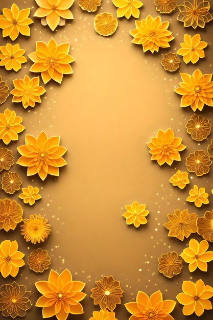 Beautiful diwali abstract floral background with yellow flowers place for your text