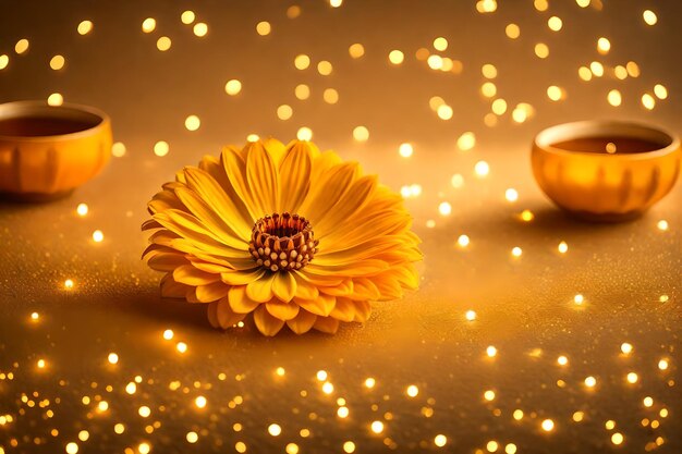 Beautiful diwali Abstract floral background with yellow flowers Place for your text