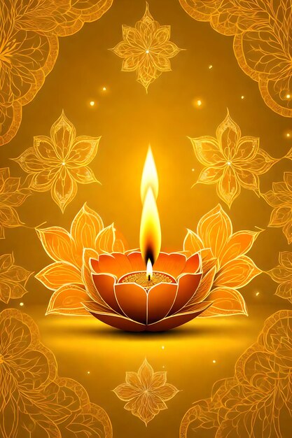 Beautiful diwali abstract floral background with yellow flowers place for your text